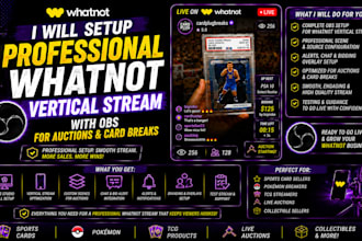setup professional whatnot vertical stream with obs for auctions and card breaks