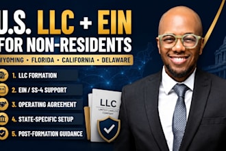 llc formation in wyoming, florida california, delaware for non resident with ein