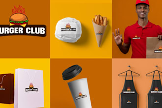 design modern restaurant logo branding, food packaging for coffee, cafe, bakery
