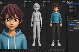 create stylized low poly 3d game characters with rigging for unity and ureal
