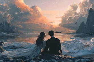 design romantic book cover with art
