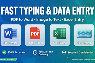 do fast typing, pdf to word, image to text data entry