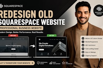redesign old squarespace website into a professional business website