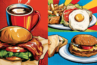 illustration of food pop art