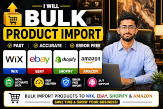 bulk import products on wix, ebay, shopify and amazon
