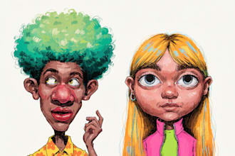 draw digital caricature portraits from photos