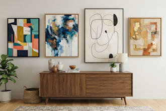 design printable minimal abstract wall art or line art for home decor, etsy shop