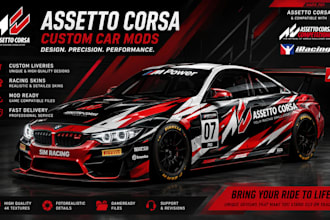 design custom assetto corsa car mods, racing skins, livery and iracing