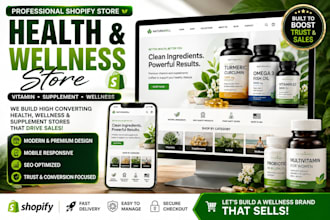 build health website, wellness store and vitamin supplement shopify website