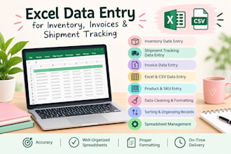 do excel data entry for inventory, invoices and shipments