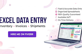 do excel data entry for inventory, invoices and shipments