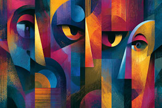 create magical abstract art, psychedelic, surrealism, cubism