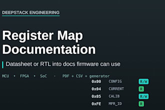 document your chips register map from datasheet or rtl in PDF and CSV