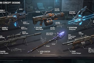 design unique weapon concept illustrations