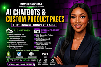 automate shopify, wix, wordpress website create product page or ai chatbot setup