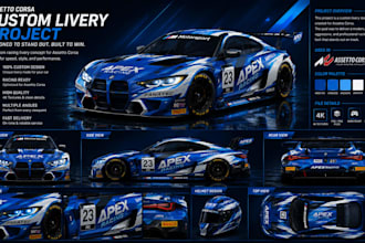 design custom assetto corsa livery, car wraps and racing skins