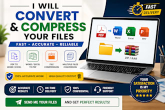 convert PDF to word excel and compress files into zip or rar