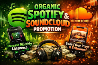 do organic spotify promotion monthly listeners and soundcloud promotion
