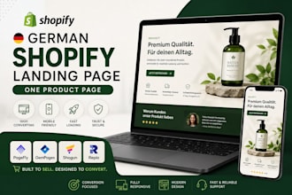 do german shopify landing page, one product page by pagefly gempage shogun replo