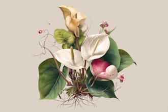 craft a beautiful botanical or floral illustration