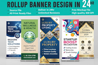 design professional roll up banner, pull up banner