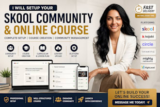do skool setup, course creation, and online course upload, skool course, set up