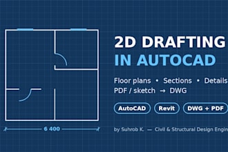 draft 2d drawings and floor plans in autocad, PDF to dwg
