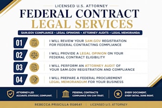 prepare a federal procurement legal memorandum for your business as US attorney