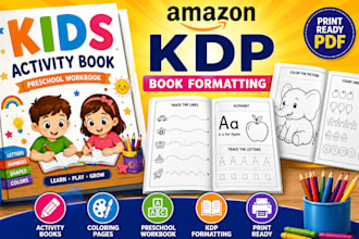 amazon kdp kids activity book preschool workbook coloring paperback formatting