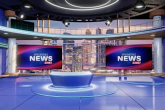 design 3d TV studios, broadcast studios, news studios and media spaces