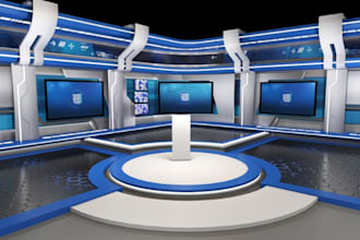 design 3d TV studios, broadcast studios, news studios and media spaces