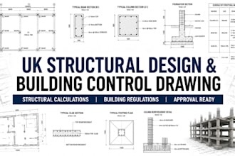 provide UK building regulation drawing, and UK structural calculation