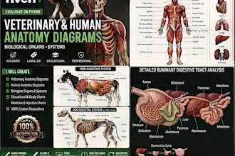 draw accurate medical human and veterinary anatomy and body organs diagrams