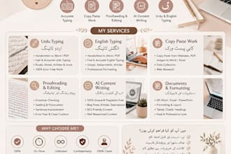 do fast urdu english typing and canva expert design