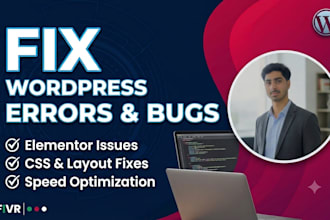 fix wordpress bugs, errors, elementor issues and optimize speed