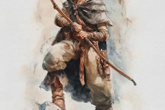 paint a fantasy watercolor character illustration