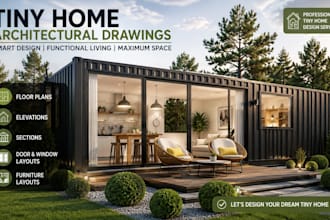 create tiny home architectural drawings floor plans elevations sections