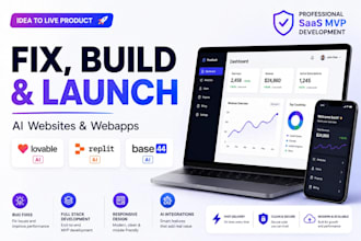 fix, build launch lovable ai website replit ai base44 webapp