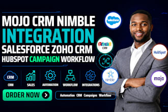 mojo dialer nimble crm integration salesforce zoho crm hubspot campaign workflow