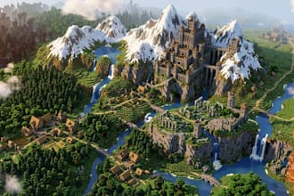build an epic minecraft fantasy kingdom, castle and map