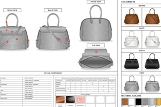 create detailed drawing fashion handbag bag backpack tech pack your bag product