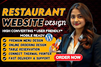 design wordpress restaurant website with online ordering  and reservation system