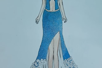 do fashion illustration with free hand drawn