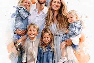 custom watercolor family portrait