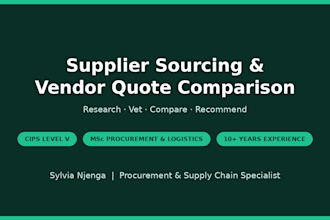 source and vet suppliers and compare vendor quotes for you