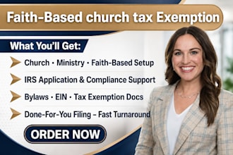 help your church or ministry obtain 501c3 or 508c1a tax exempt status