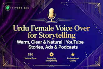 record urdu female voice over for youtube story and ads