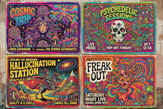 create psychedelic trippy pop art poster cover