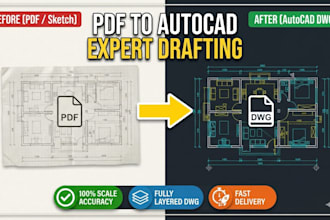 convert PDF blueprints, sketches, or images to autocad dwg