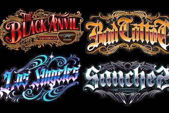 design hand lettering, vintage, tattoo or business logo